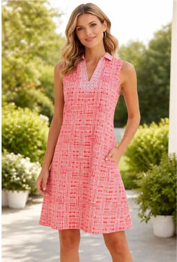 J McLaughlin Joanna Catalina Cloth Shift Dress S Coral Basket Weave Travel Golf